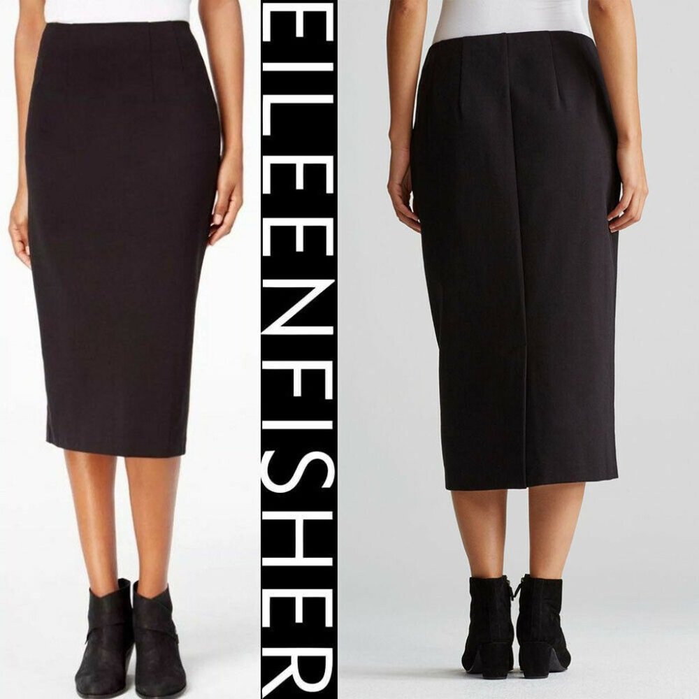 Eileen Fisher High-Waist Calf-Length Pencil Skirt